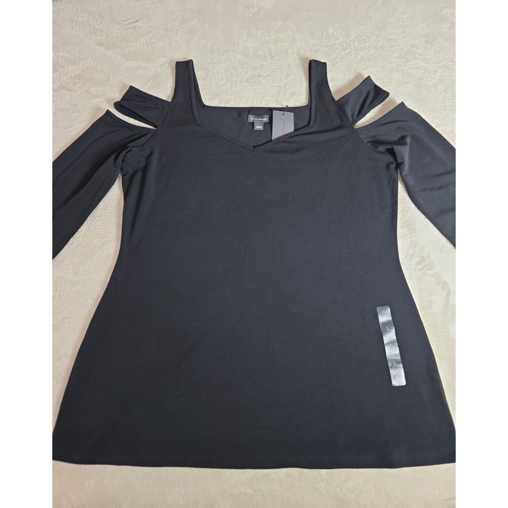 Bold Elements Women's Size Large Black Cold Shoulder Top New w Tags